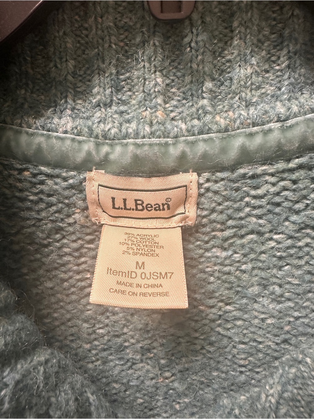 L.L. Bean Teal Cable-Knit Button Cardigan - Picture 3 of 5